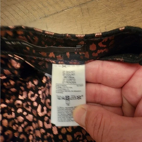 Banana Republic midrise skinny metallic leopard jean black copper Size 27 short - Picture 5 of 6